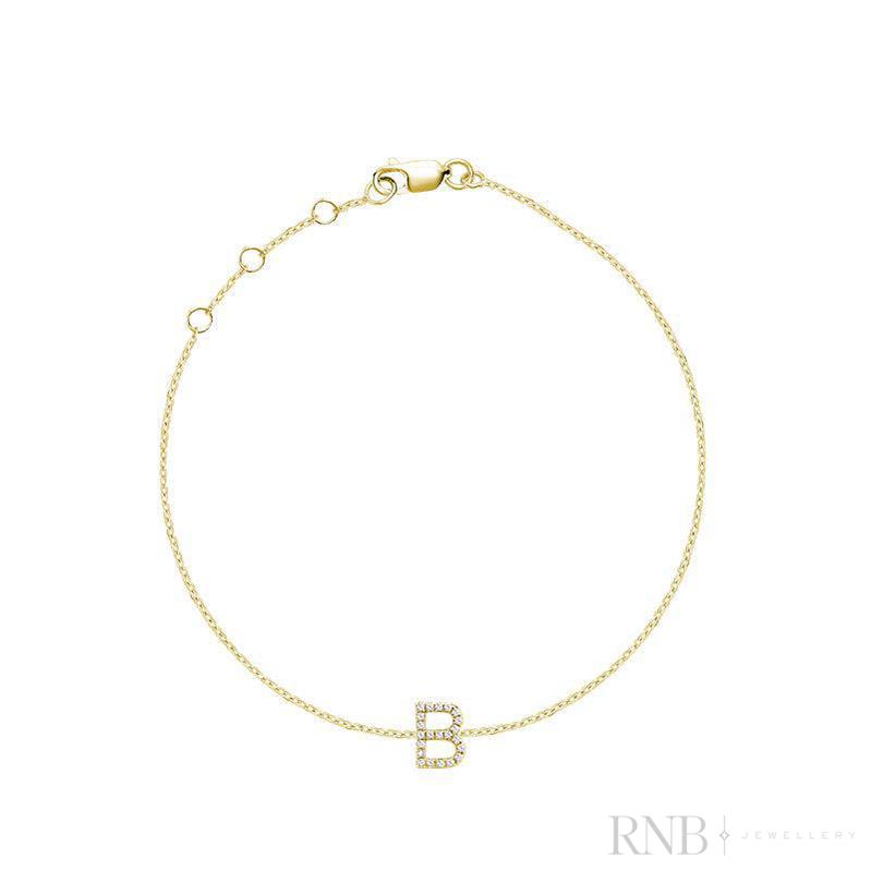 Mini Block Initial Diamond Bracelet