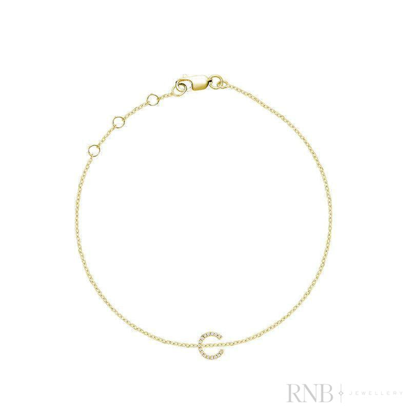 Mini Block Initial Diamond Bracelet