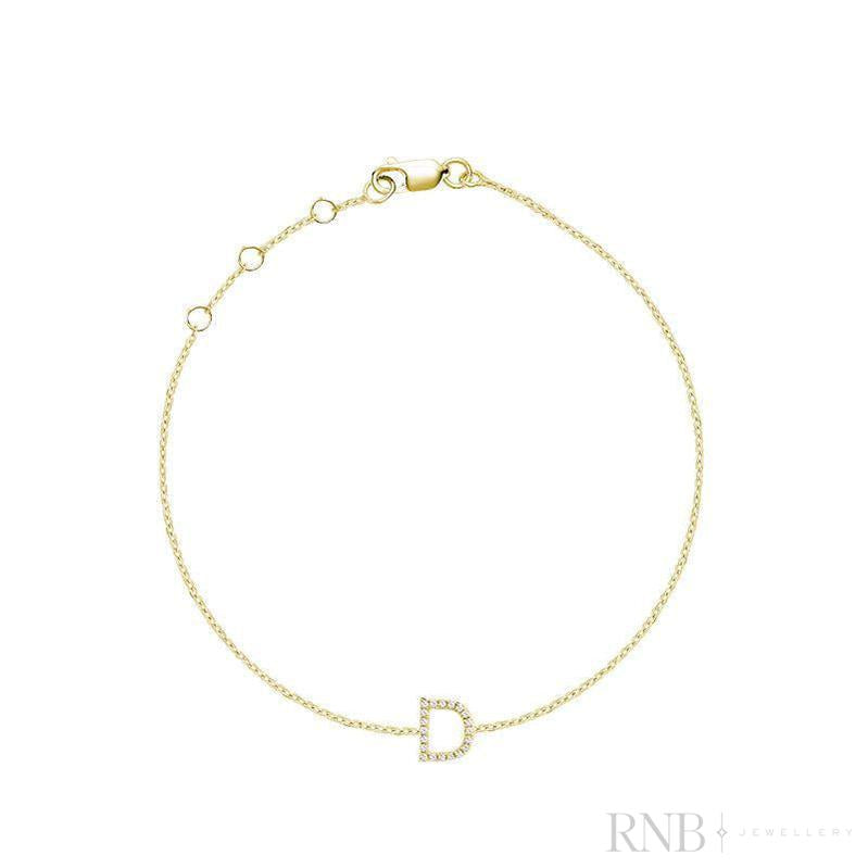 Mini Block Initial Diamond Bracelet