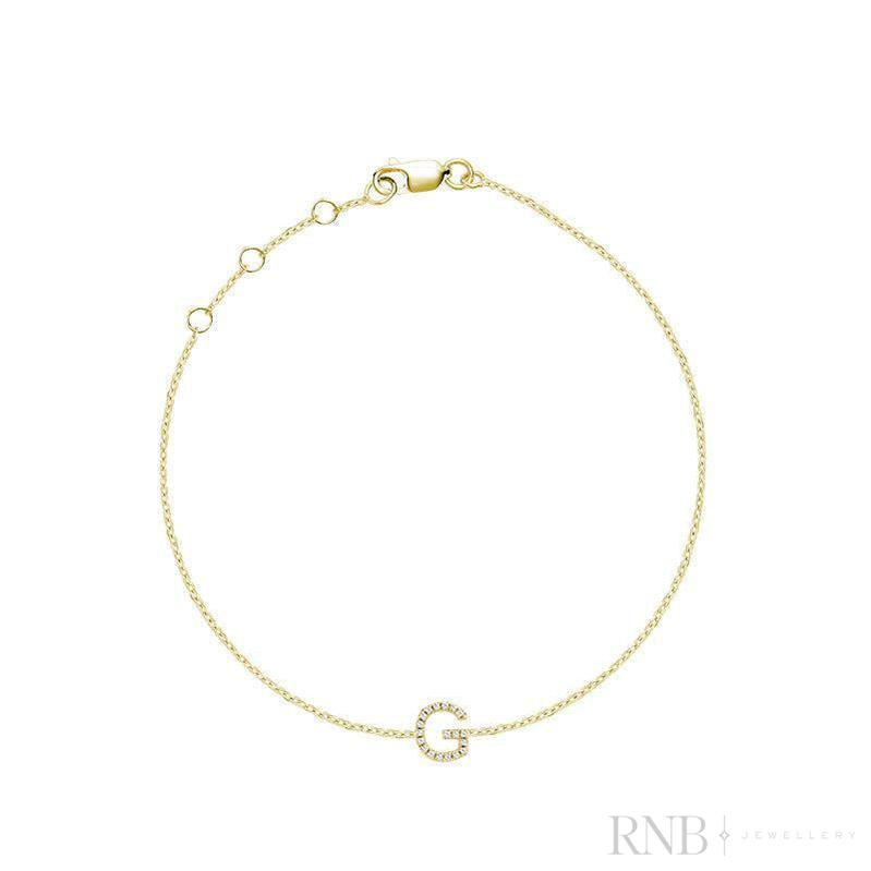 Mini Block Initial Diamond Bracelet