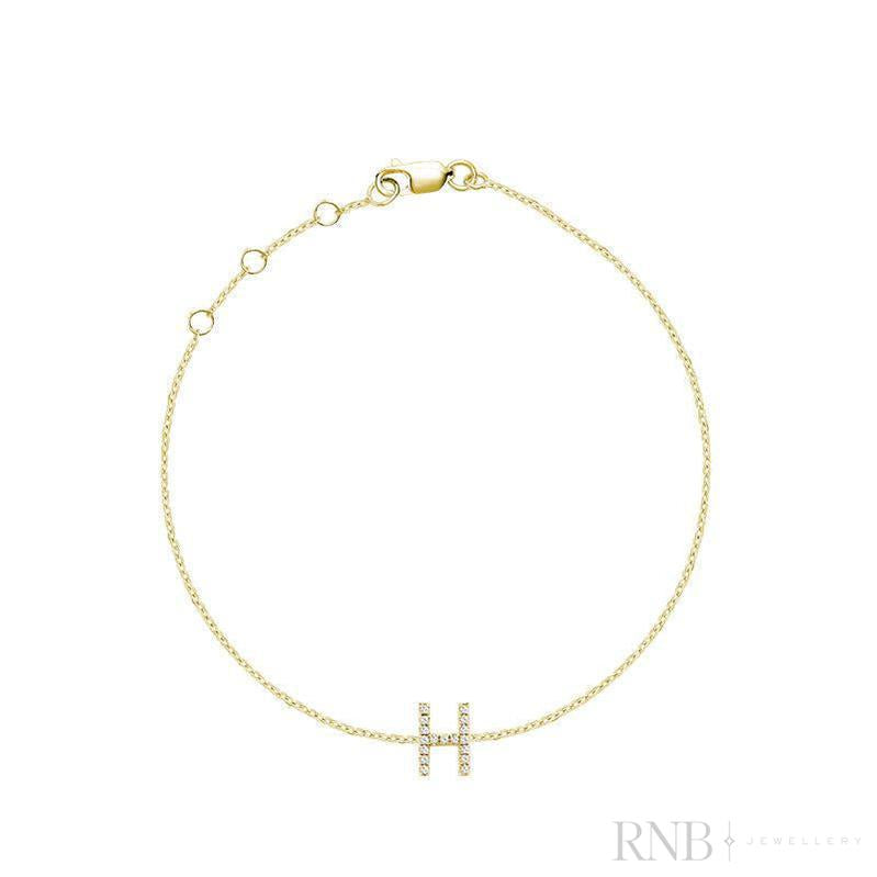 Mini Block Initial Diamond Bracelet