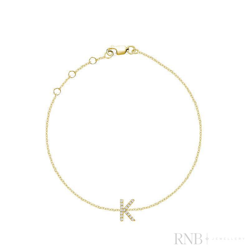 Mini Block Initial Diamond Bracelet