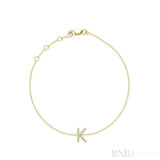 Mini Block Initial Diamond Bracelet