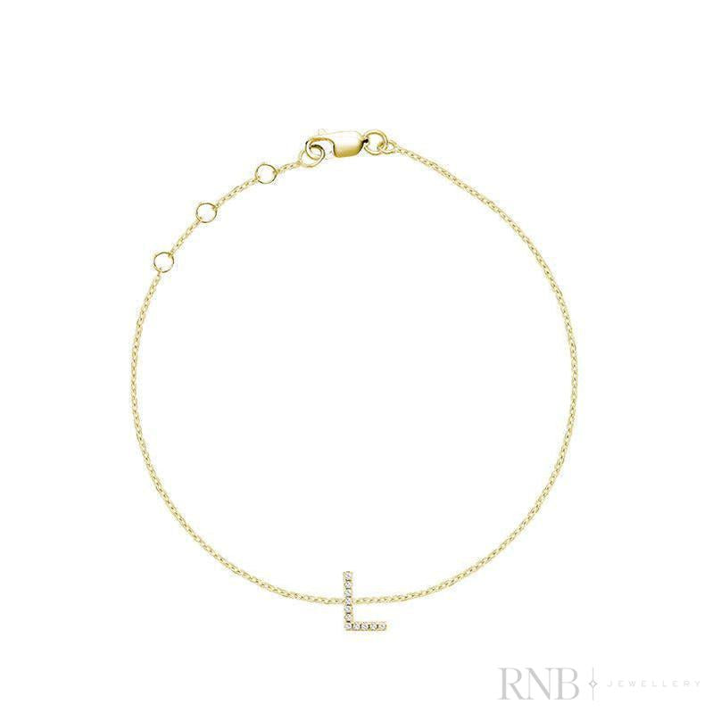 Mini Block Initial Diamond Bracelet