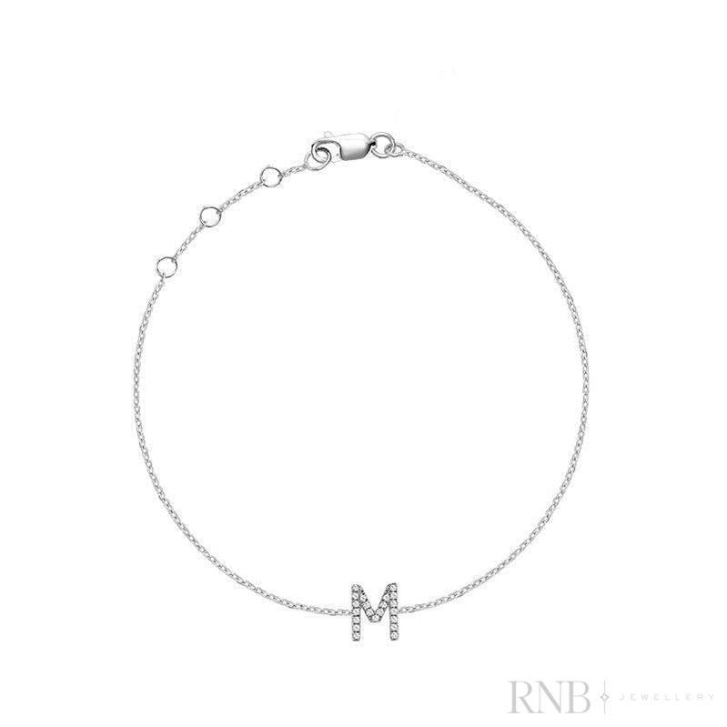 Mini Block Initial Diamond Bracelet