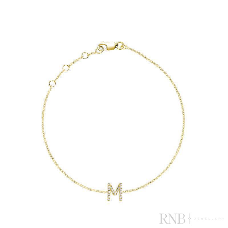 Mini Block Initial Diamond Bracelet