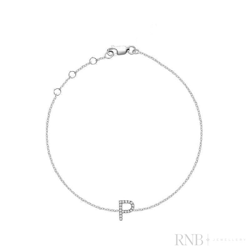 Mini Block Initial Diamond Bracelet