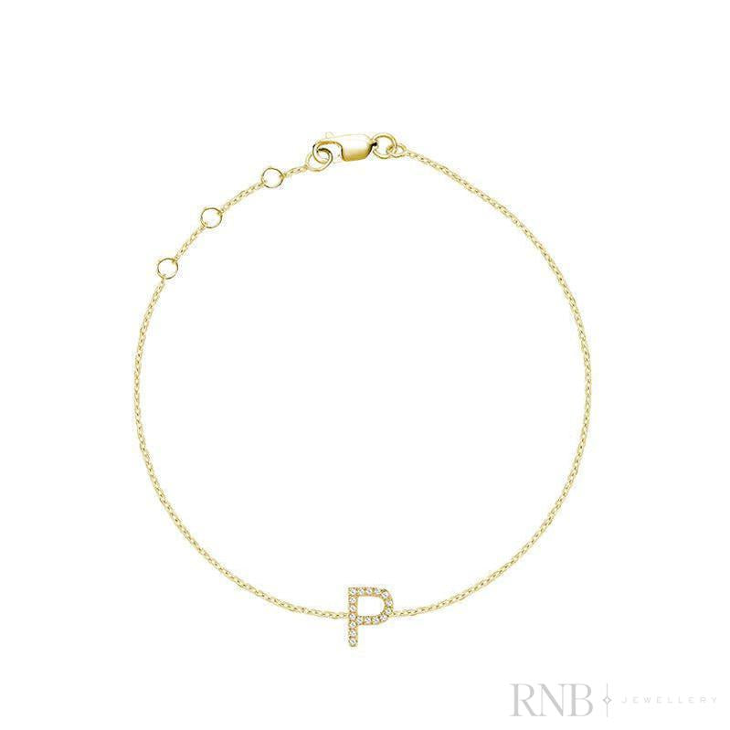Mini Block Initial Diamond Bracelet