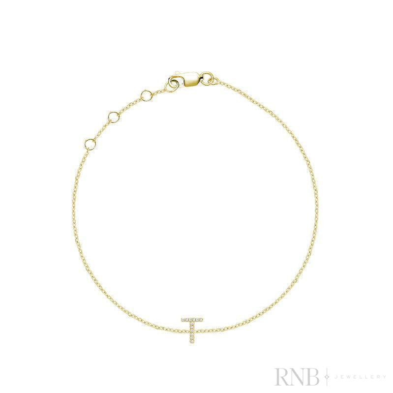 Mini Block Initial Diamond Bracelet