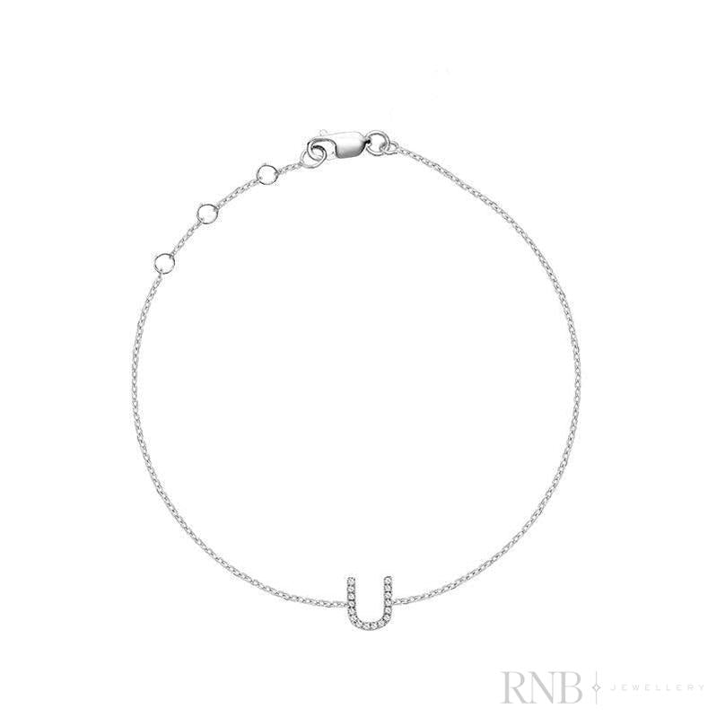 Mini Block Initial Diamond Bracelet