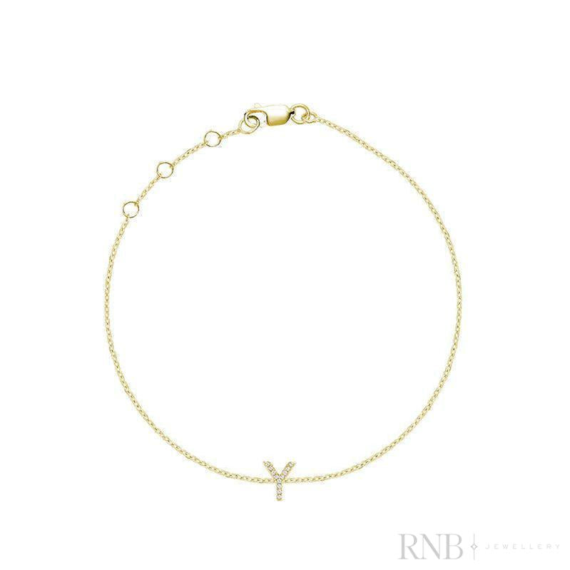 Mini Block Initial Diamond Bracelet