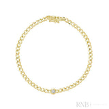 Cuban Link Bracelet with Solitaire Diamond Bracelet