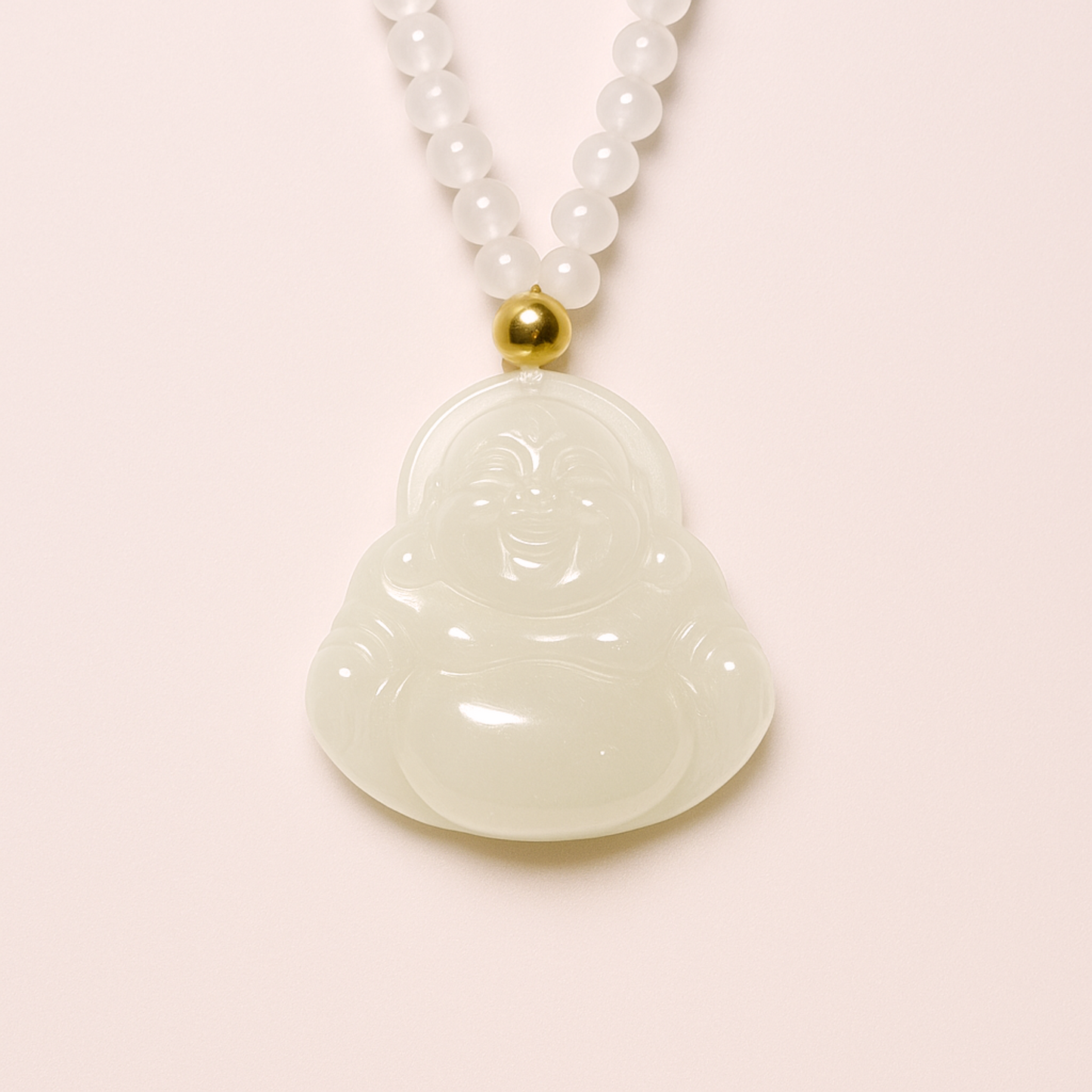24K Hetian Jade Necklace (Laughing Buddha)
