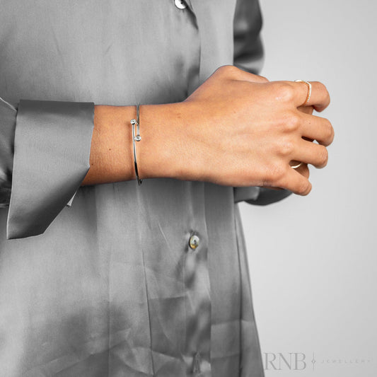 Bezel Diamond Flexi Twist Bangle Bracelet
