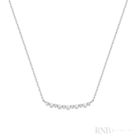 Cultured Pearl & Diamond Bar Necklace