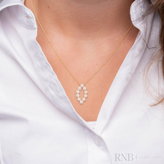Oval Shape with Halos Diamond Necklace
