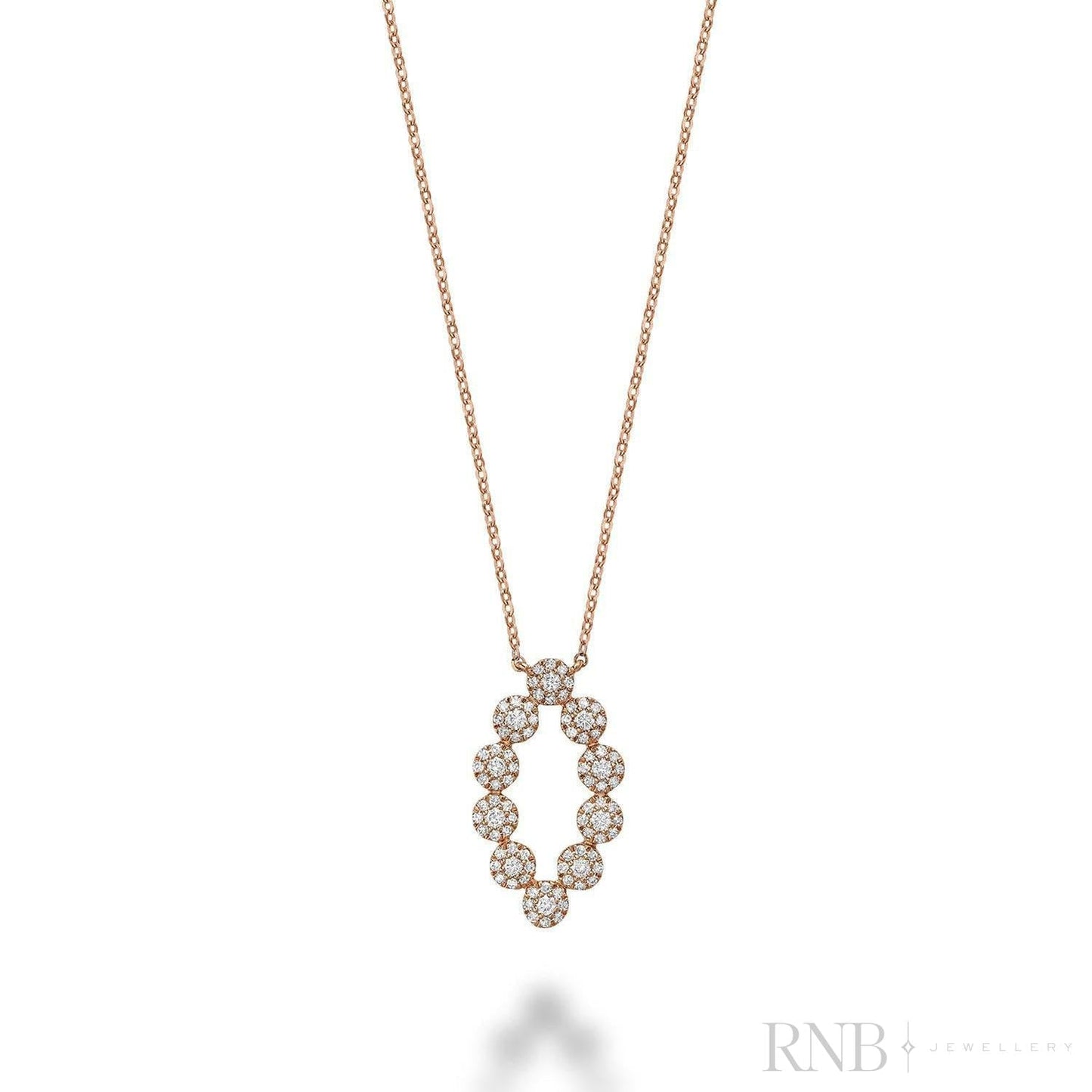 Oval Shape with Halos Diamond Necklace