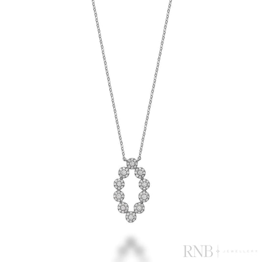 Oval Shape with Halos Diamond Necklace
