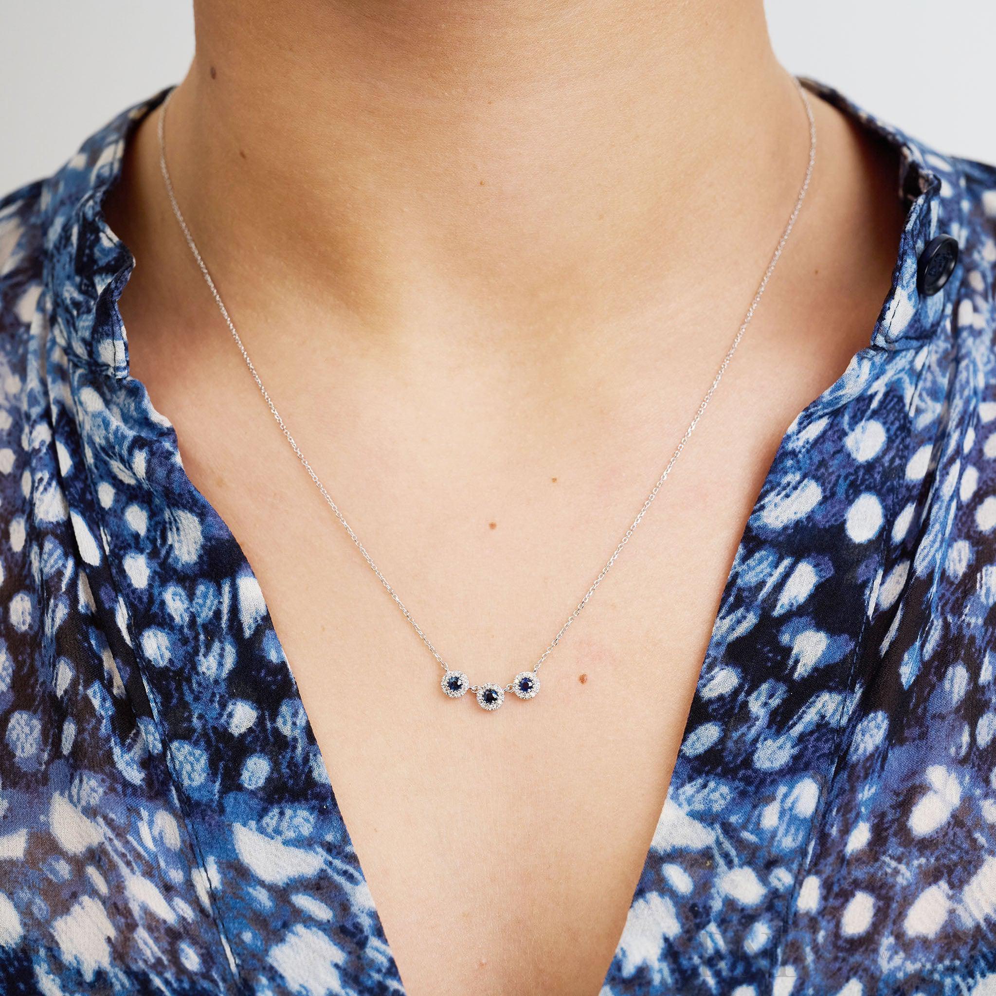 Trinity Halo Diamond & Precious Stone Necklace