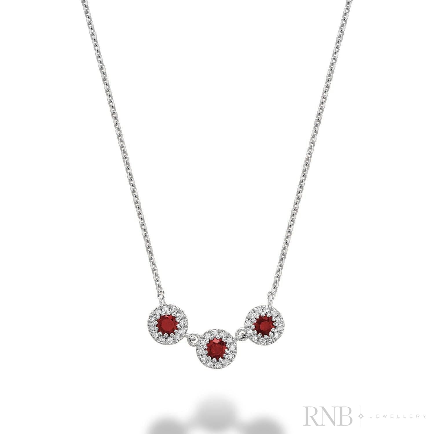 Trinity Halo Diamond & Precious Stone Necklace