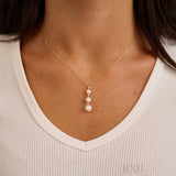 Trinity Drop Pearls & Diamonds Necklace