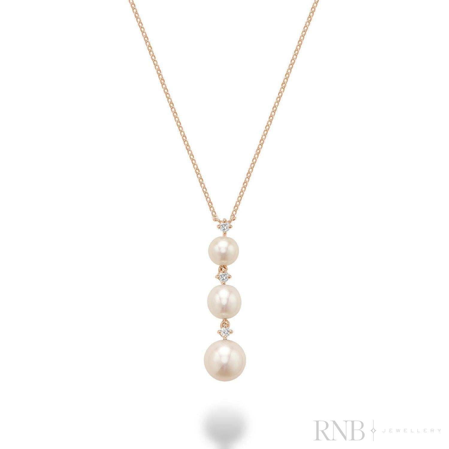 Trinity Drop Pearls & Diamonds Necklace