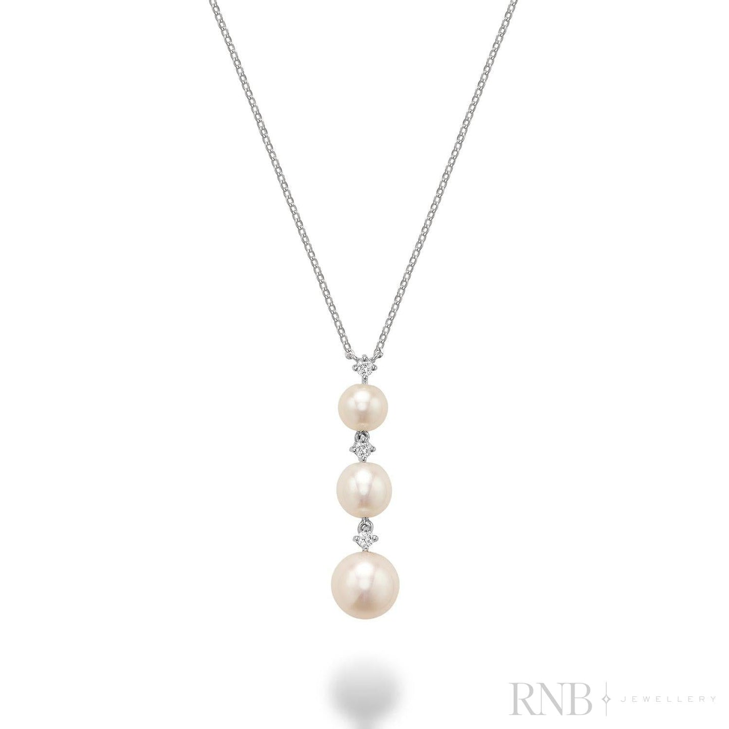 Trinity Drop Pearls & Diamonds Necklace