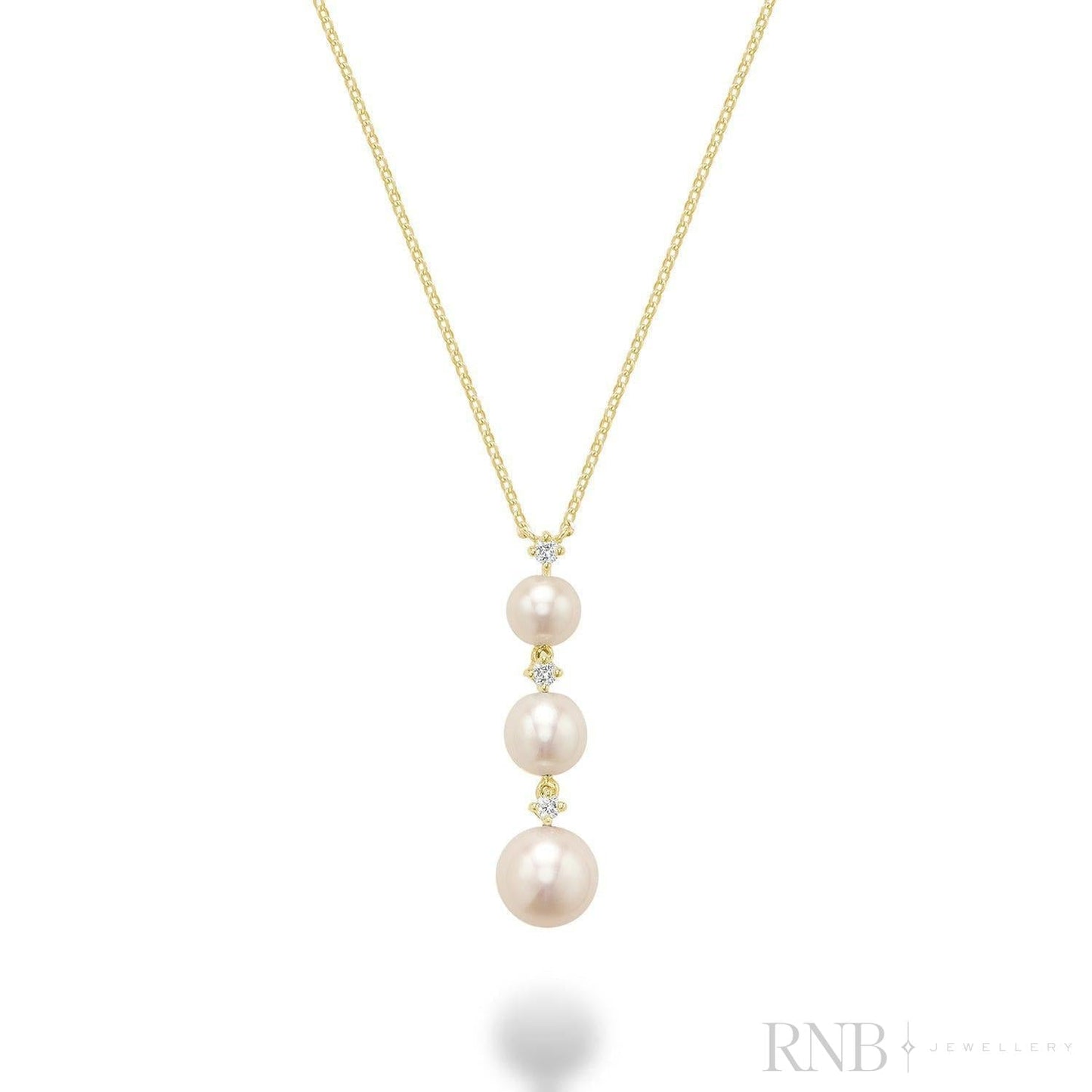 Trinity Drop Pearls & Diamonds Necklace