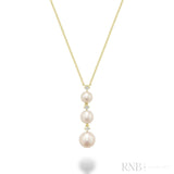 Trinity Drop Pearls & Diamonds Necklace