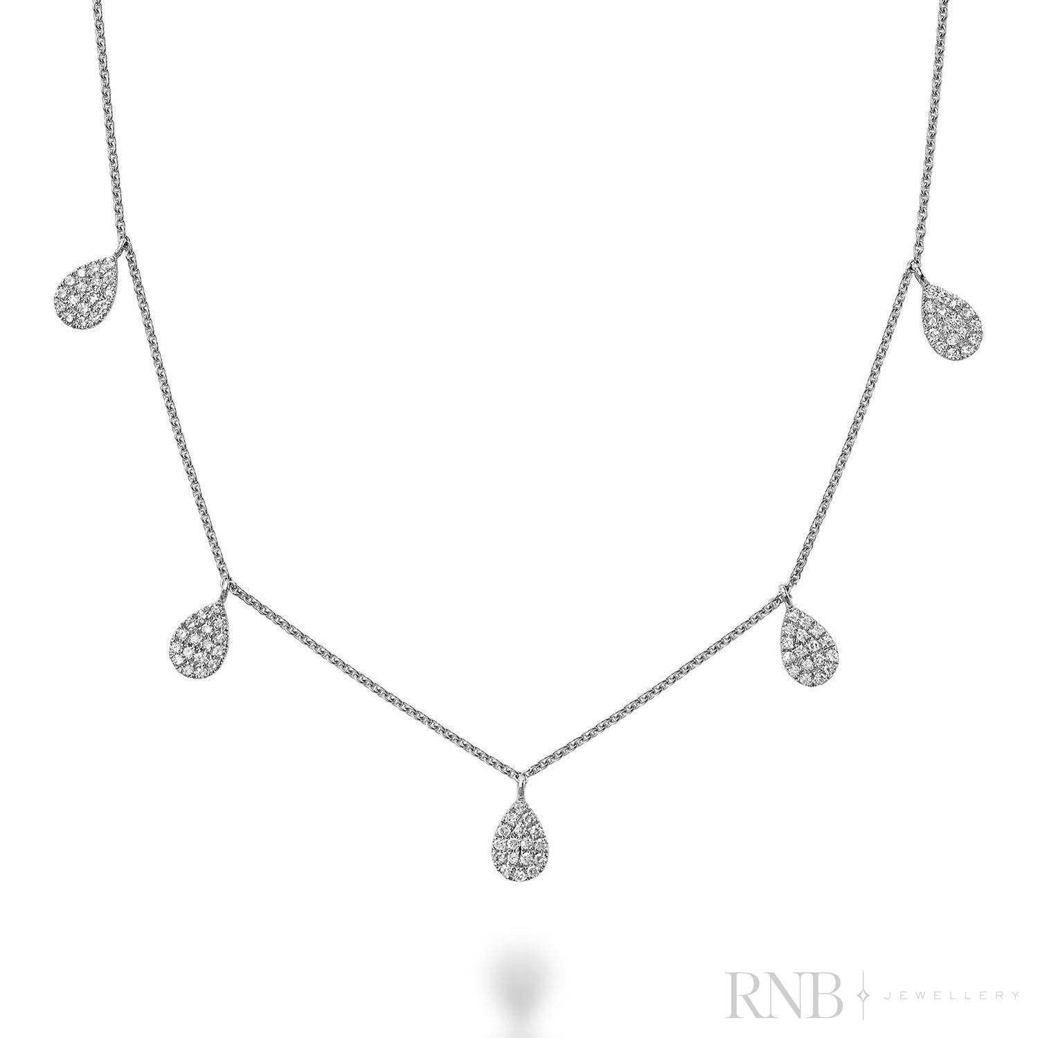 Pear Shape Drop Pave Diamond By The Yard Necklace