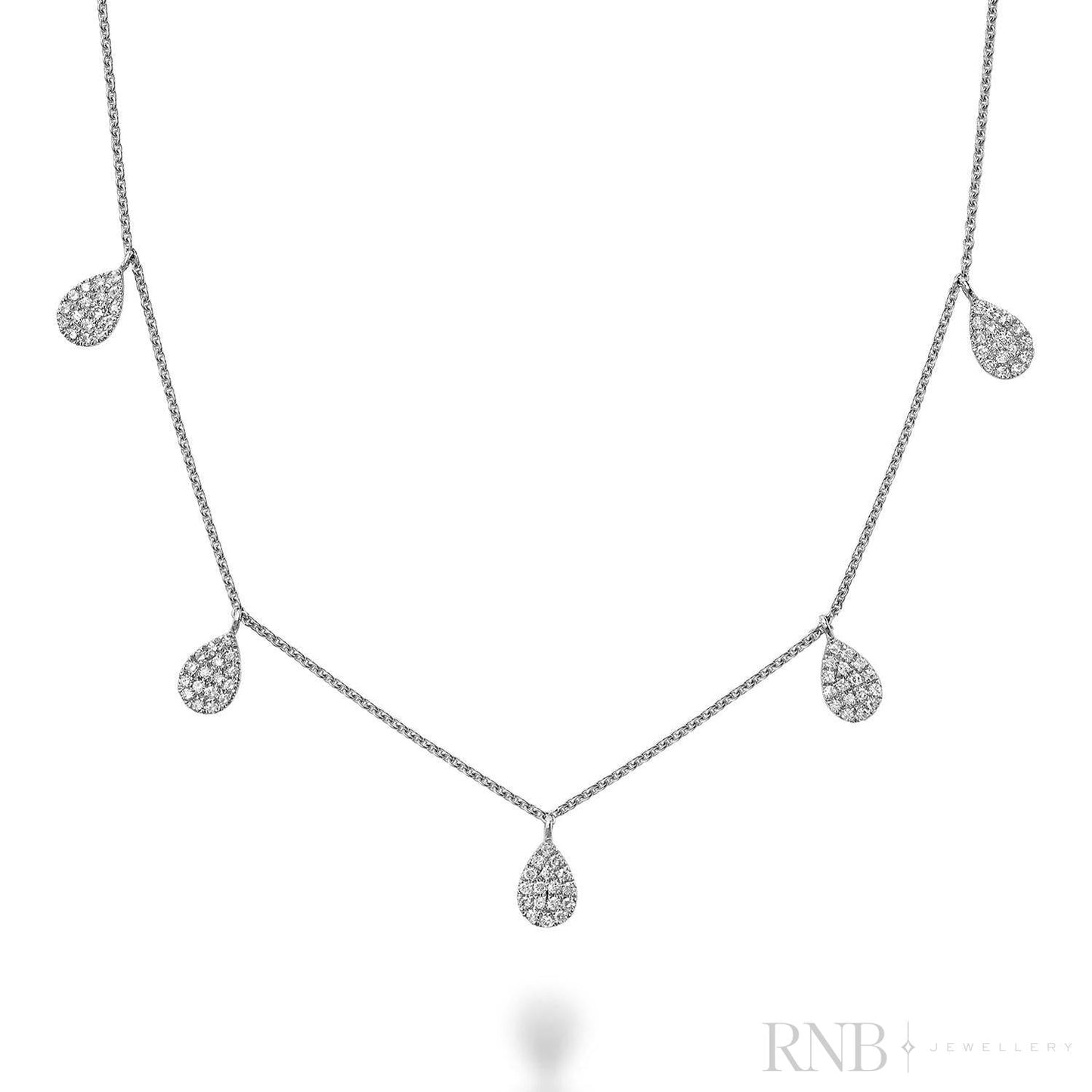 Pear Shape Drop Pave Diamond By The Yard Necklace