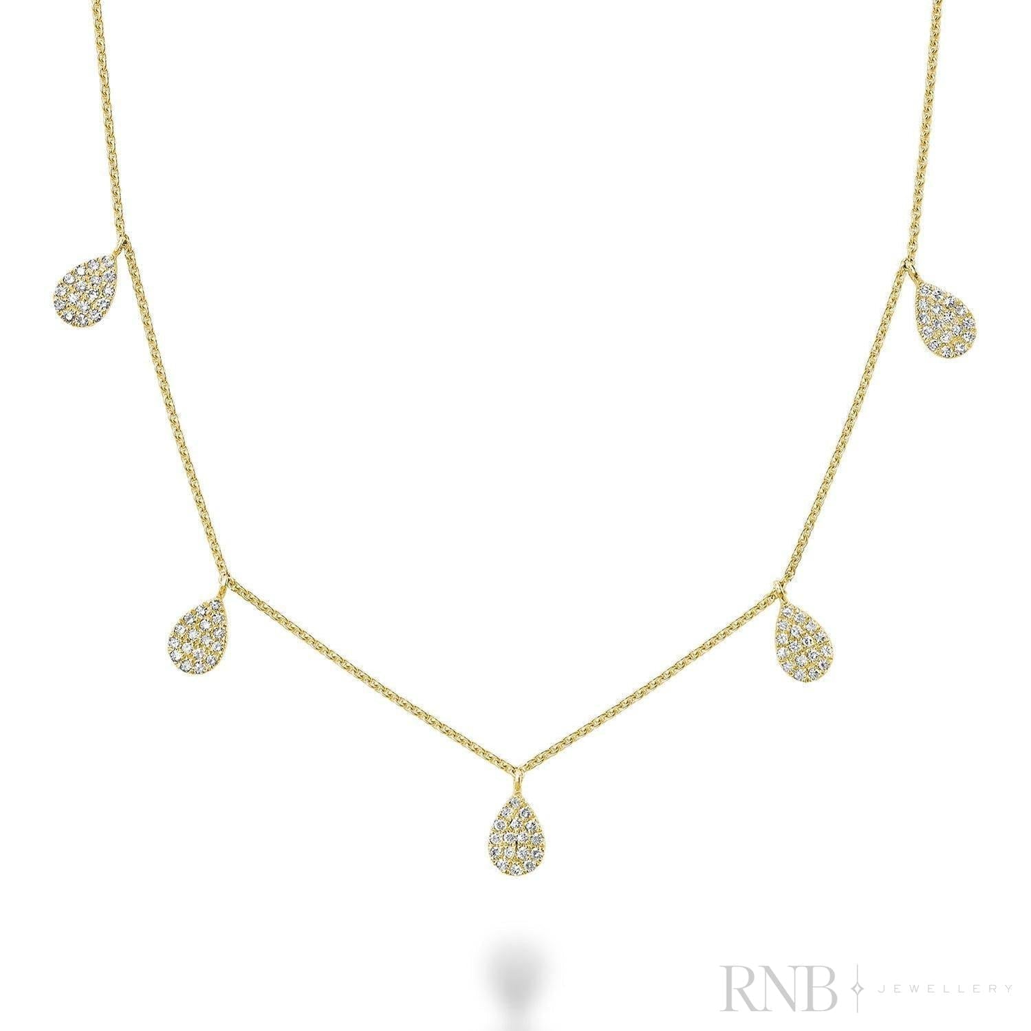 Pear Shape Drop Pave Diamond By The Yard Necklace