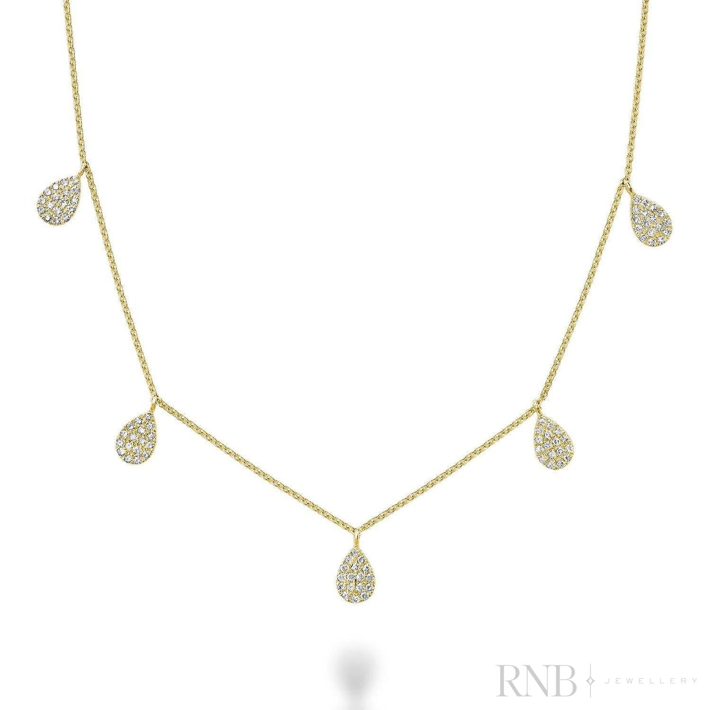 Pear Shape Drop Pave Diamond By The Yard Necklace