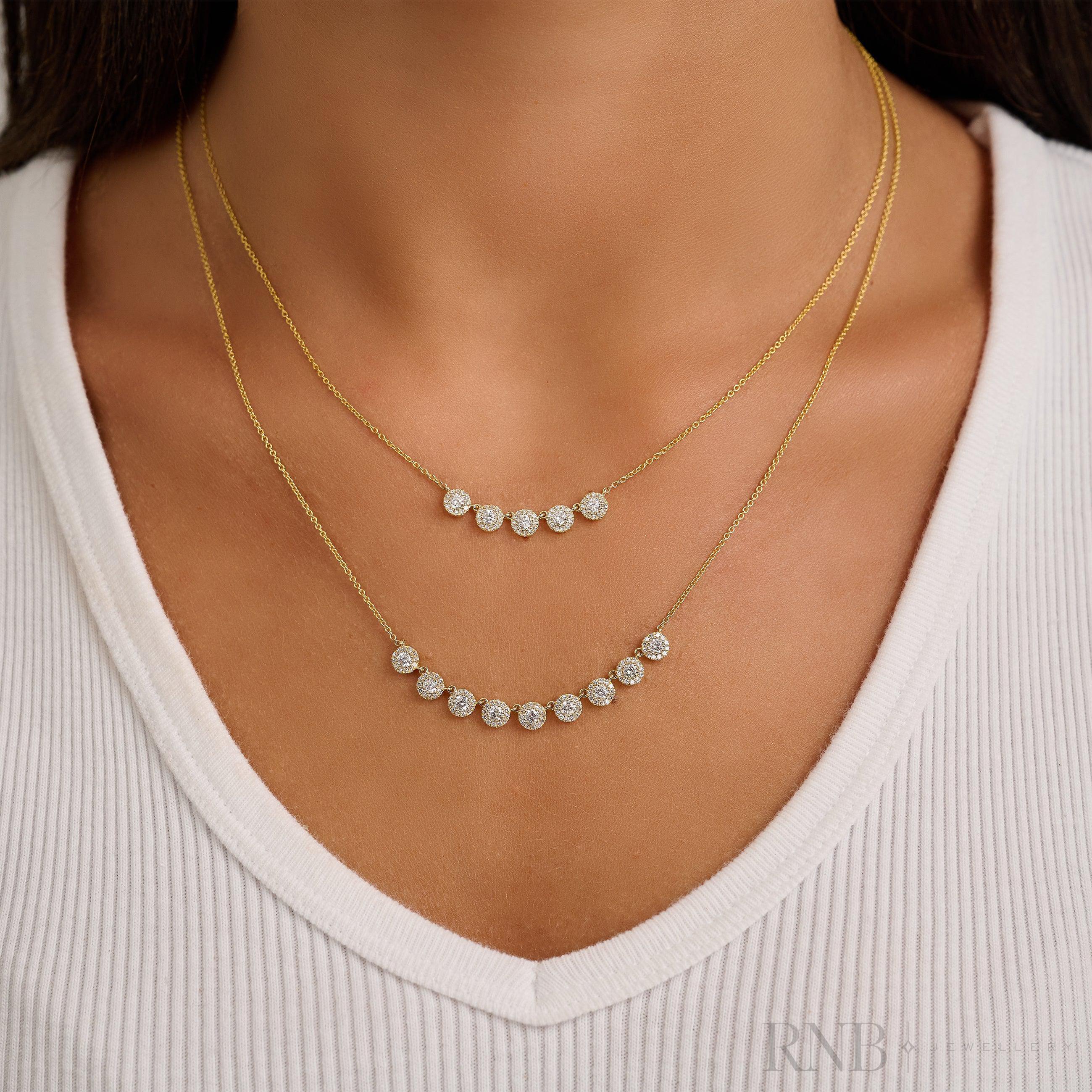 Multi Halos Diamond Necklace