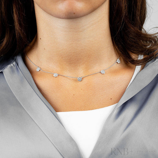 Cluster Drop Diamond Necklace