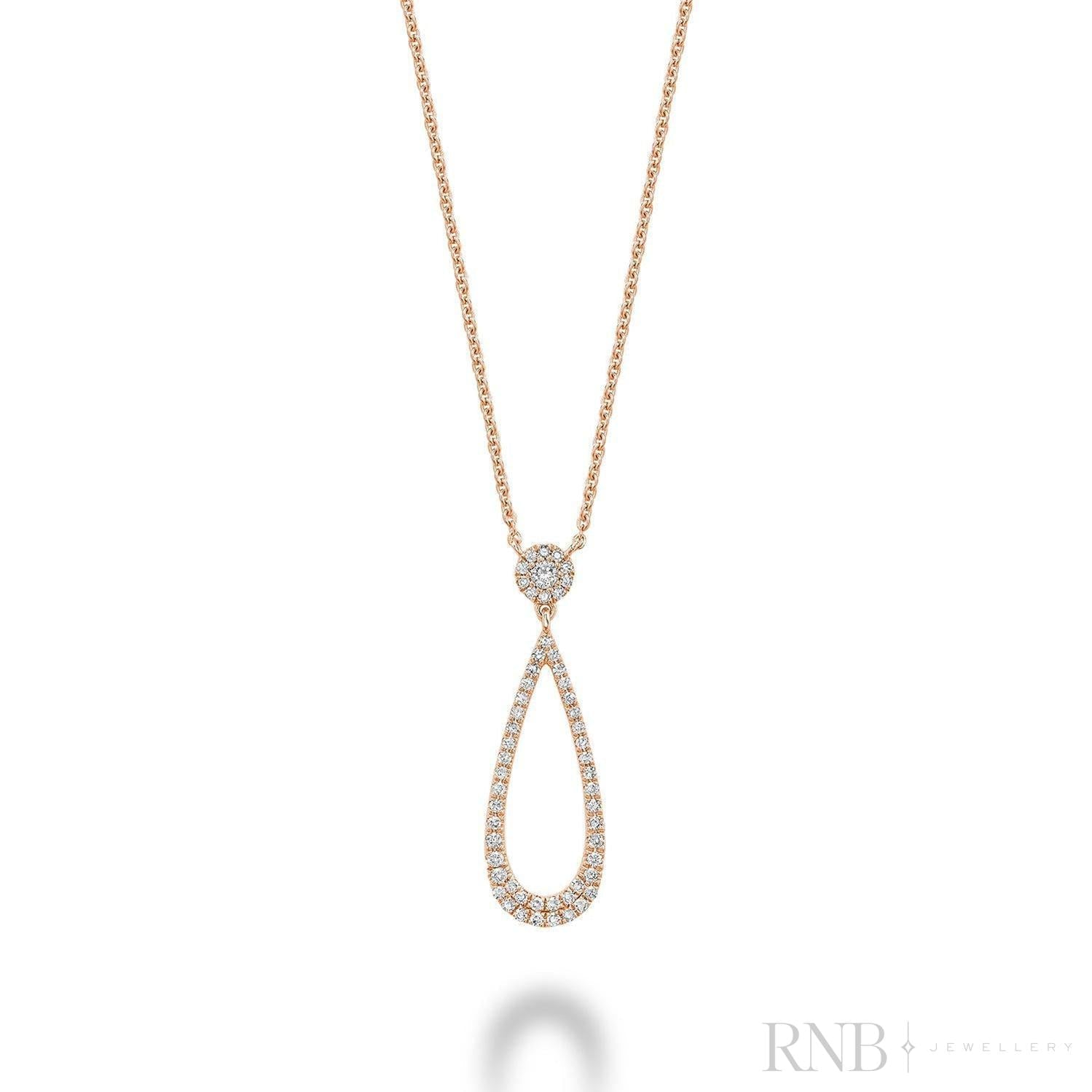 Pear Shape Drop Halo Diamond Necklace