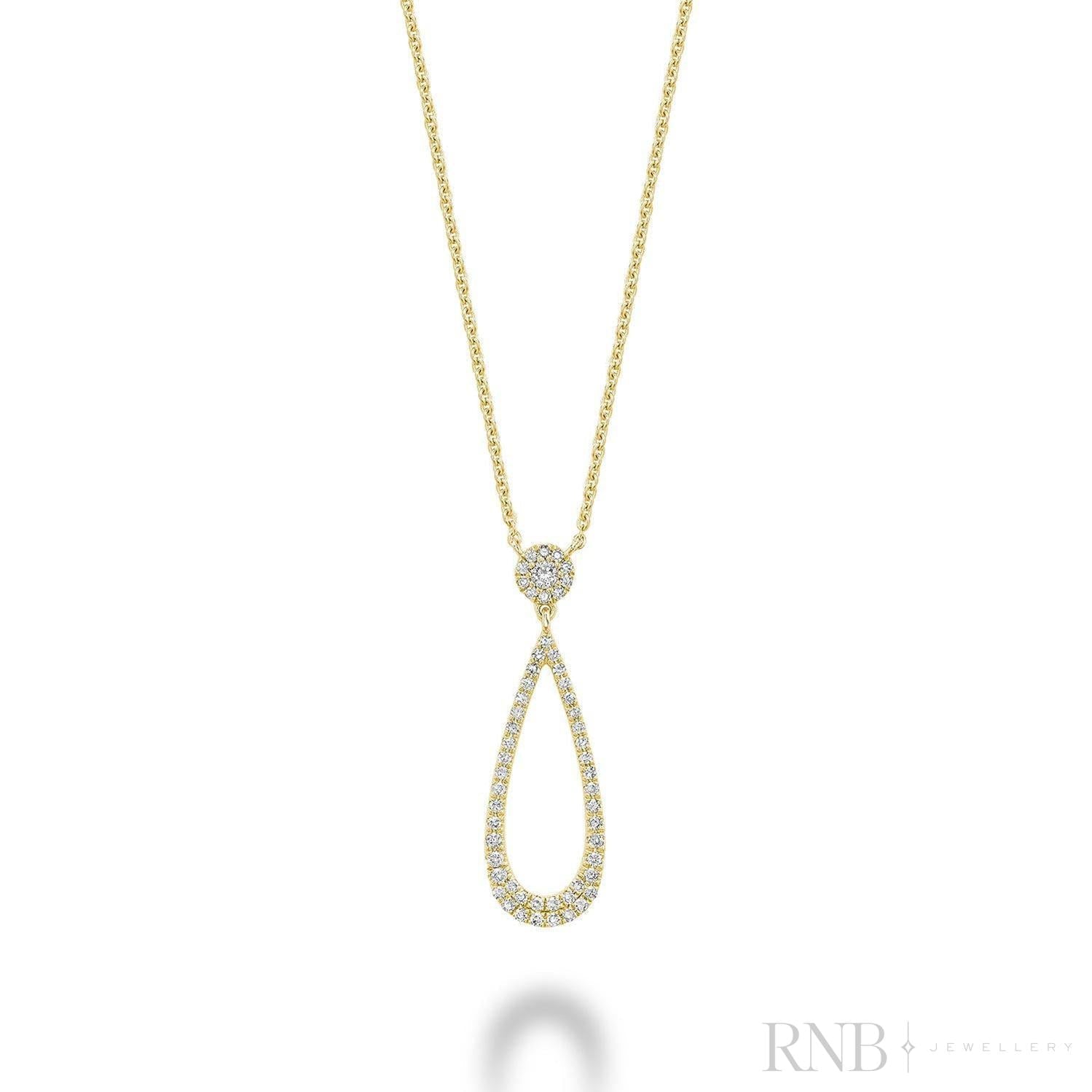 Pear Shape Drop Halo Diamond Necklace