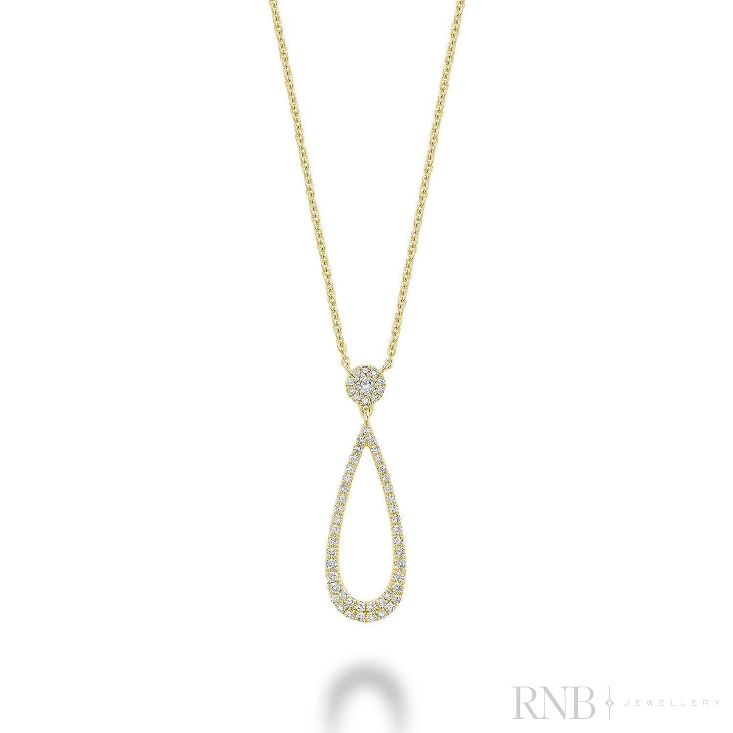 Pear Shape Drop Halo Diamond Necklace