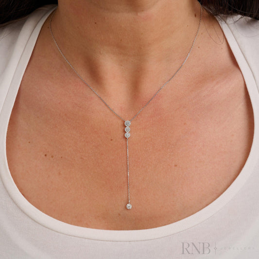 Lariat Trinity Diamond Necklace