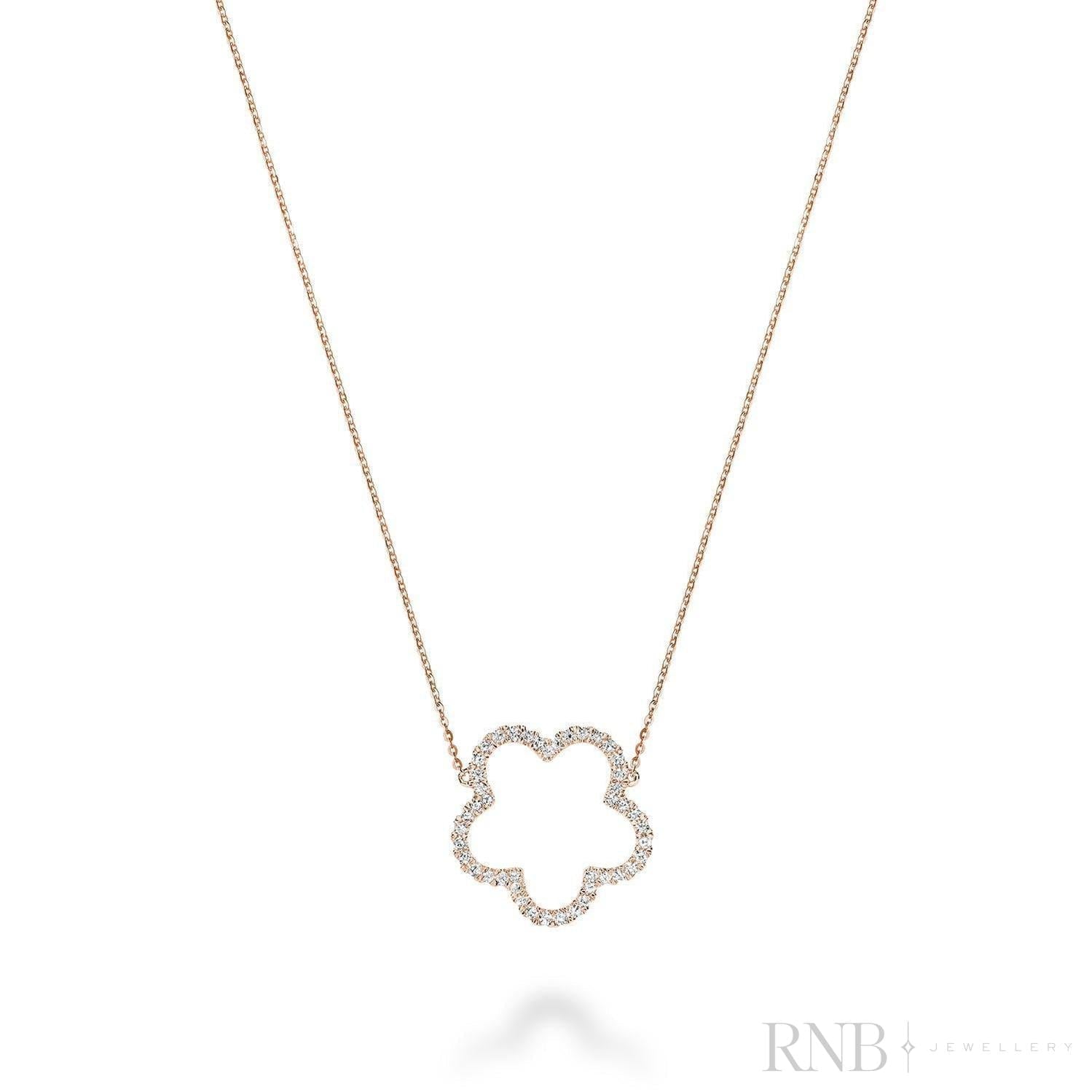 Open Hollow Flower Diamond Necklace