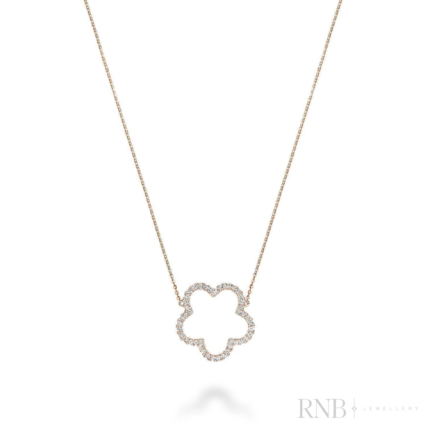 Open Hollow Flower Diamond Necklace