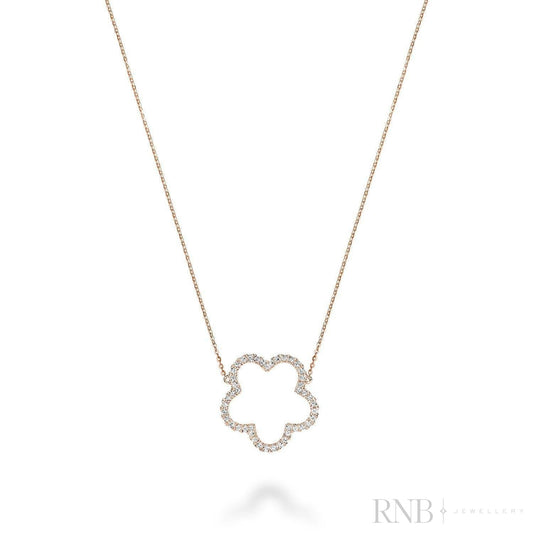 Open Hollow Flower Diamond Necklace