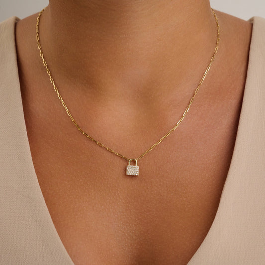 Mini Lock Diamond Pendant