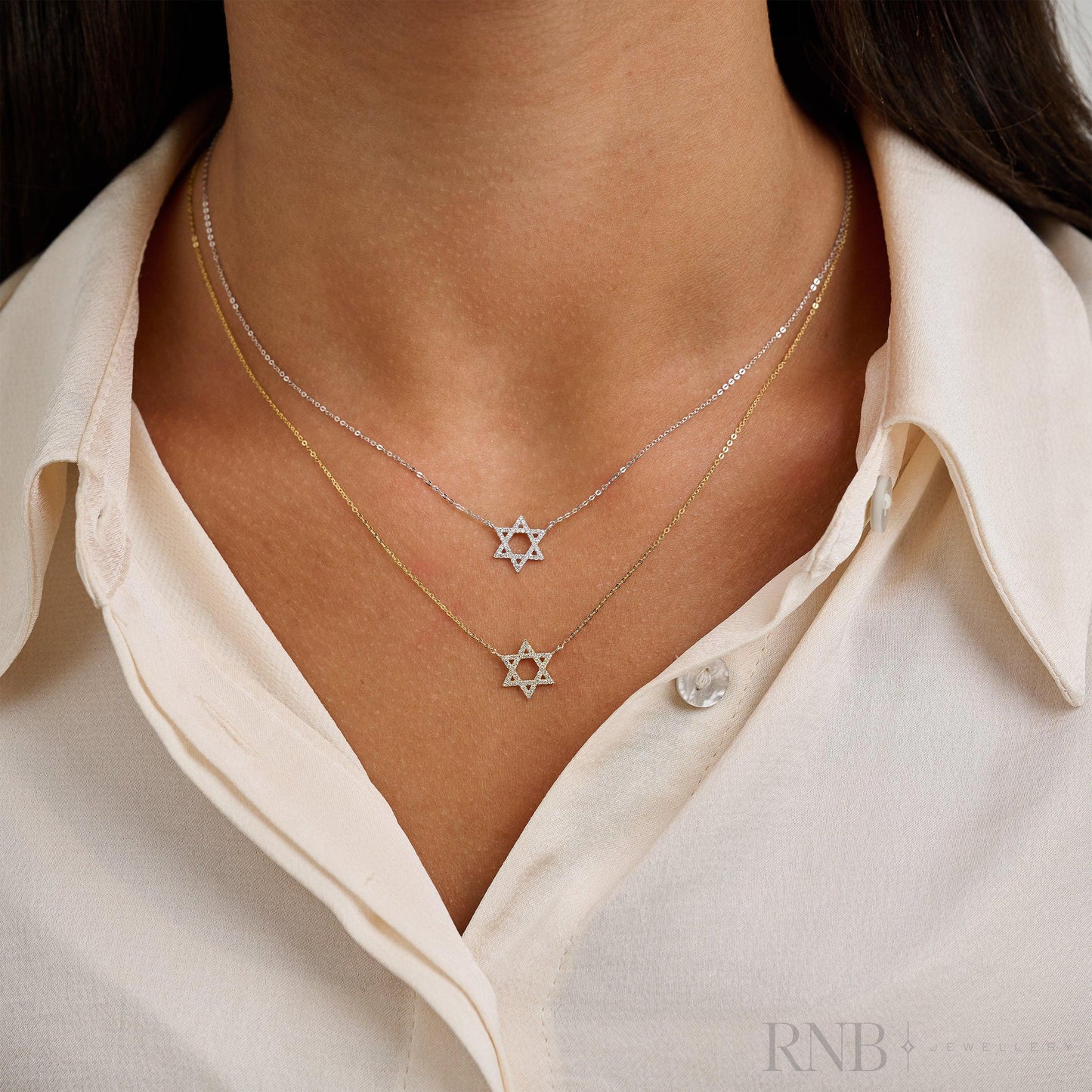 Star Of David Diamond Necklace-RNB Jewellery