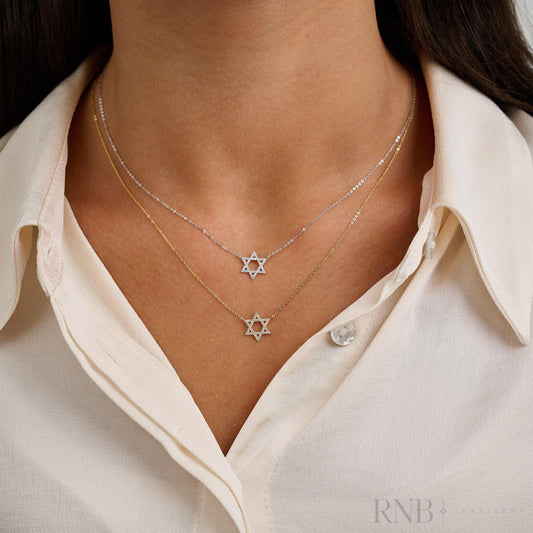 Small Star Of David Diamond Necklace
