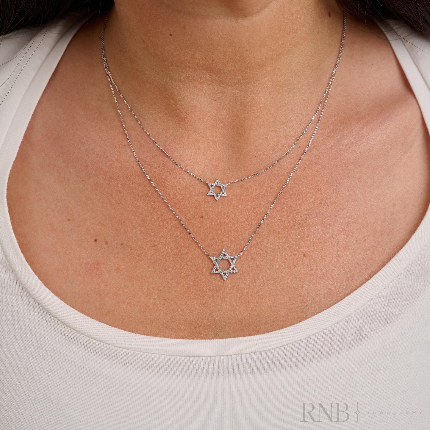 Medium Star Of David Diamond Necklace