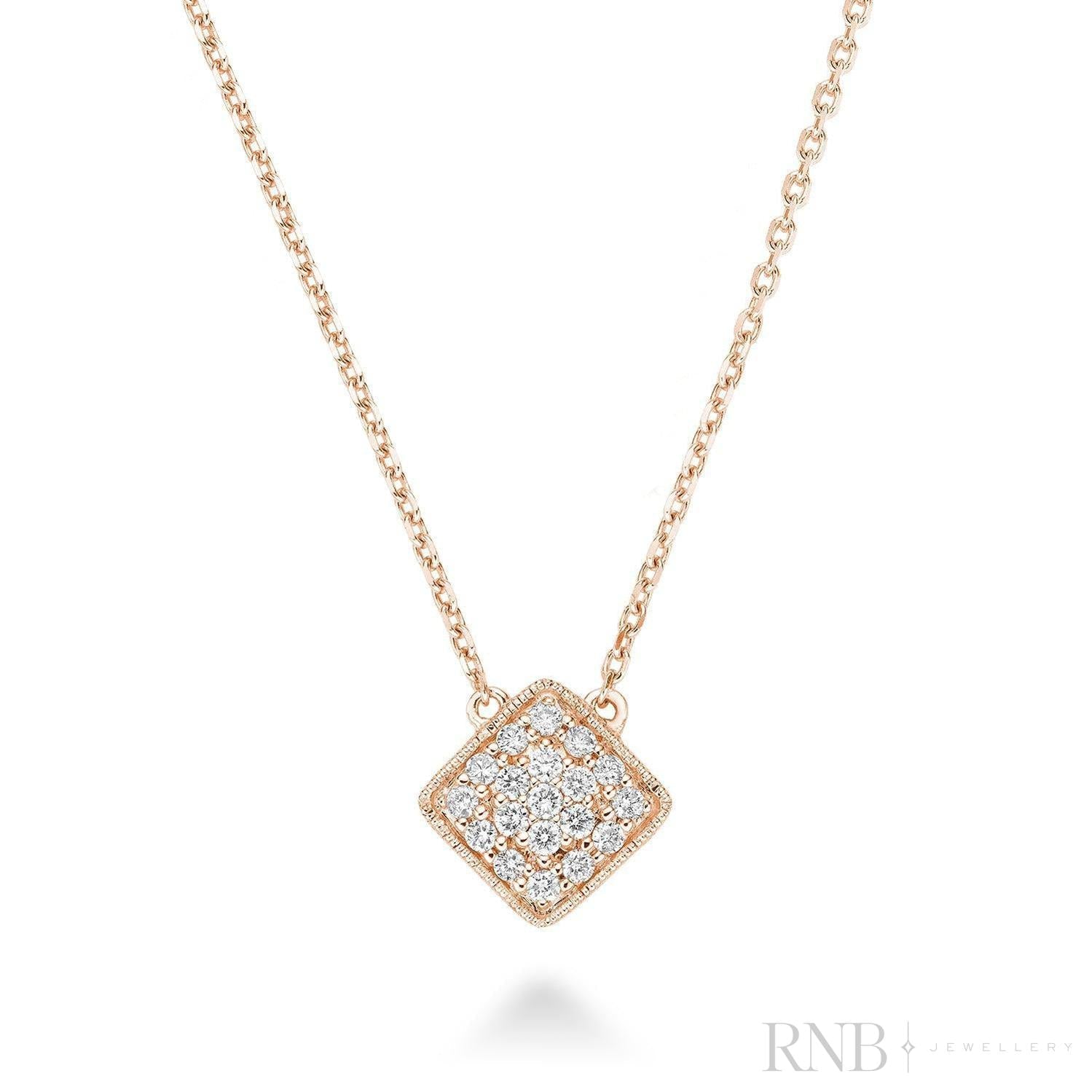 Square Milgrain Diamond Necklace