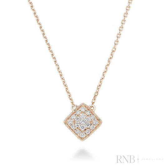 Square Milgrain Diamond Necklace