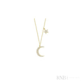 Moon & Star Diamond Necklace