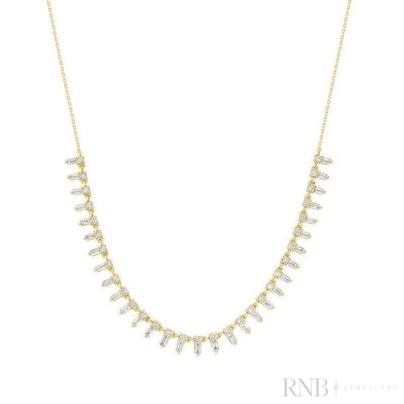 Cleopatra Baguette & Round Diamond Necklace